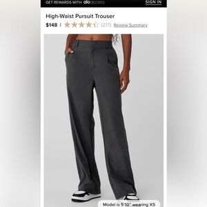 ALO Yoga Women's Grey Pursuit high waist Straight-Leg Pants